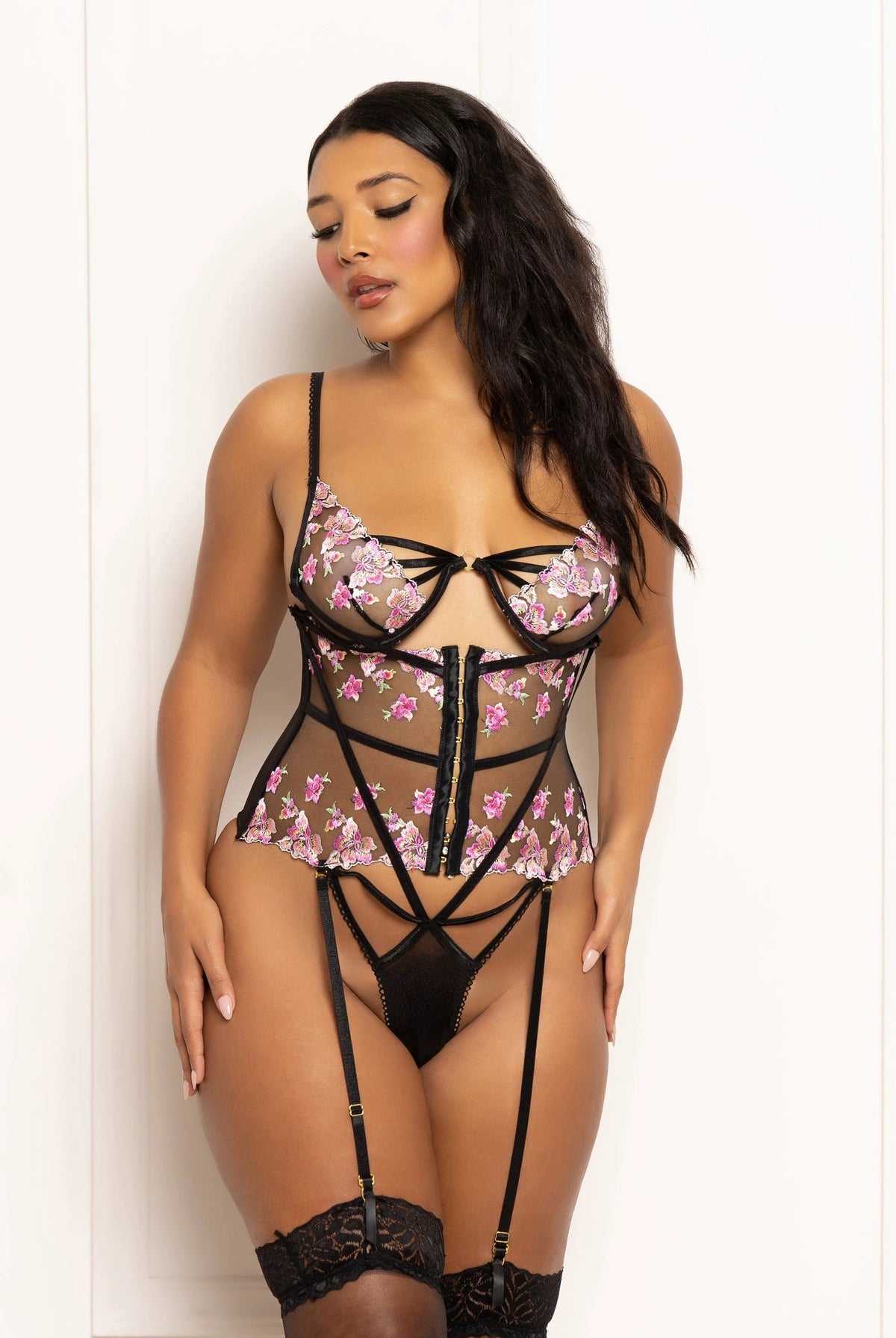Lace Up Embroidered Teddy by Seven 'Til Midnight