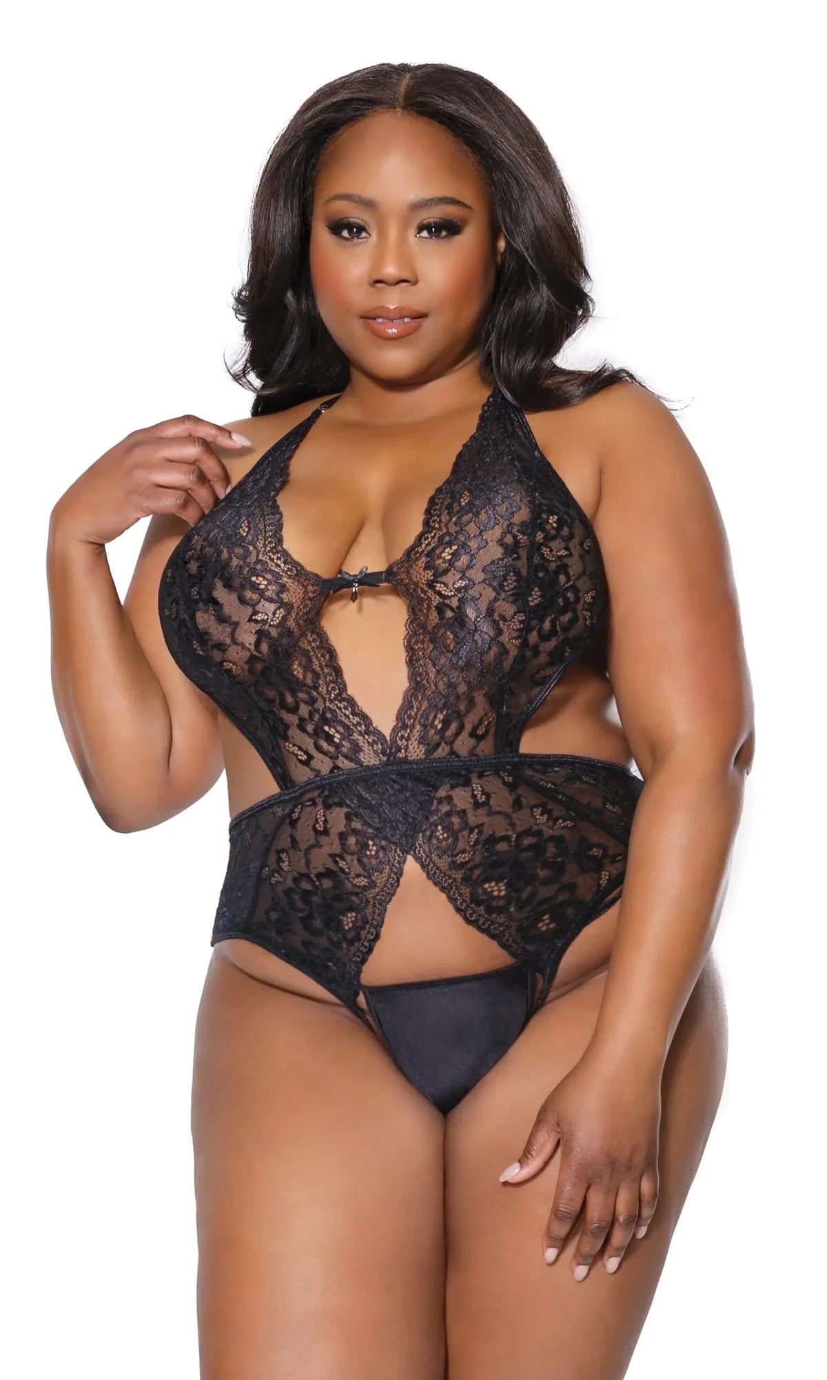 Evening Rendezvous Crotchless Teddy by Coquette