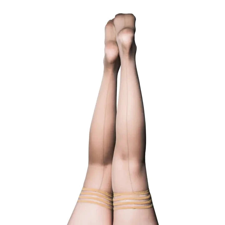 Vanessa Beige Back Seam Sheer Thigh Highs by Kix'ies