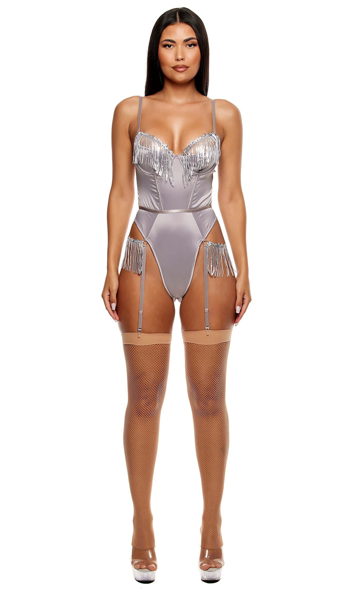 Peep Show Sequin Fringe Teddy by Forplay