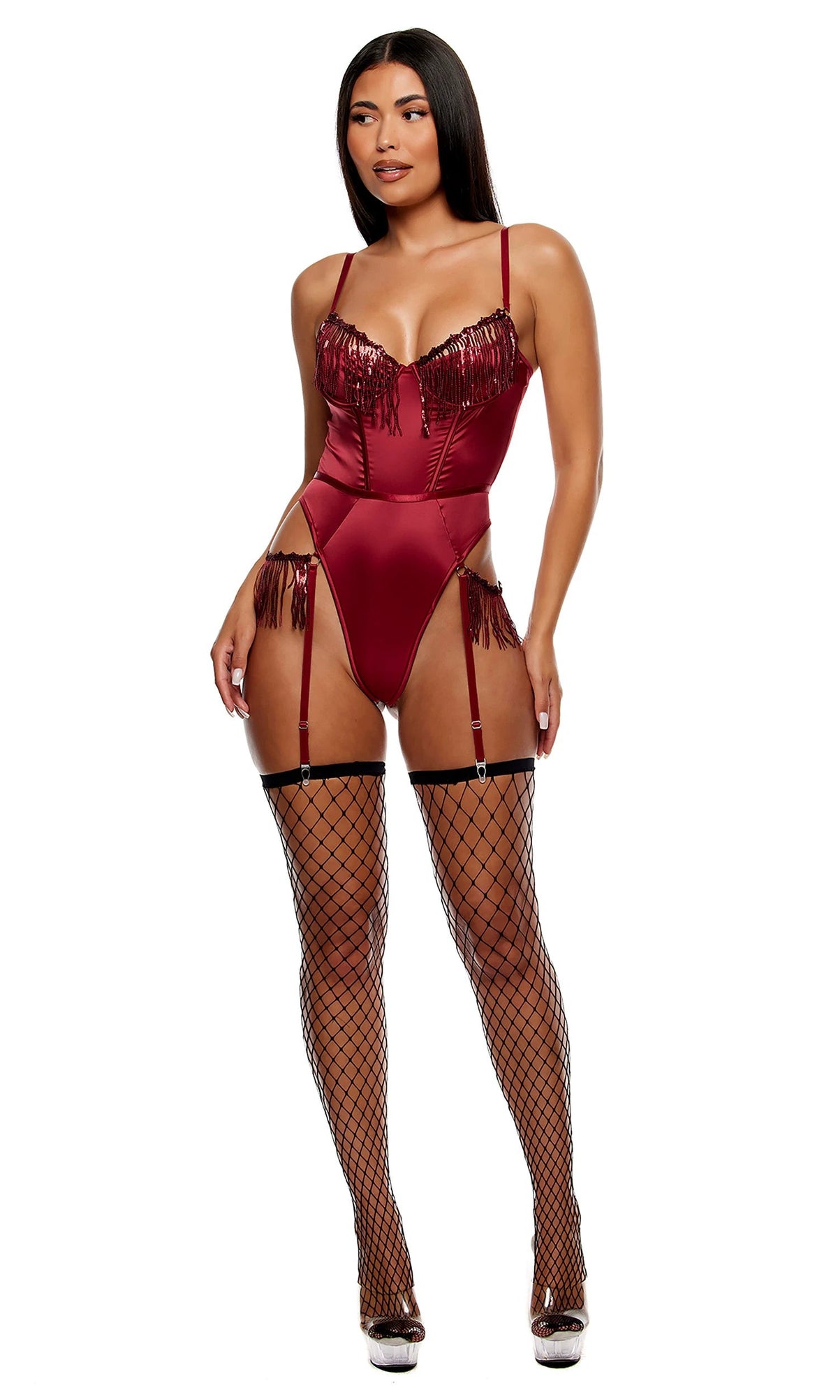 Peep Show Sequin Fringe Teddy by Forplay