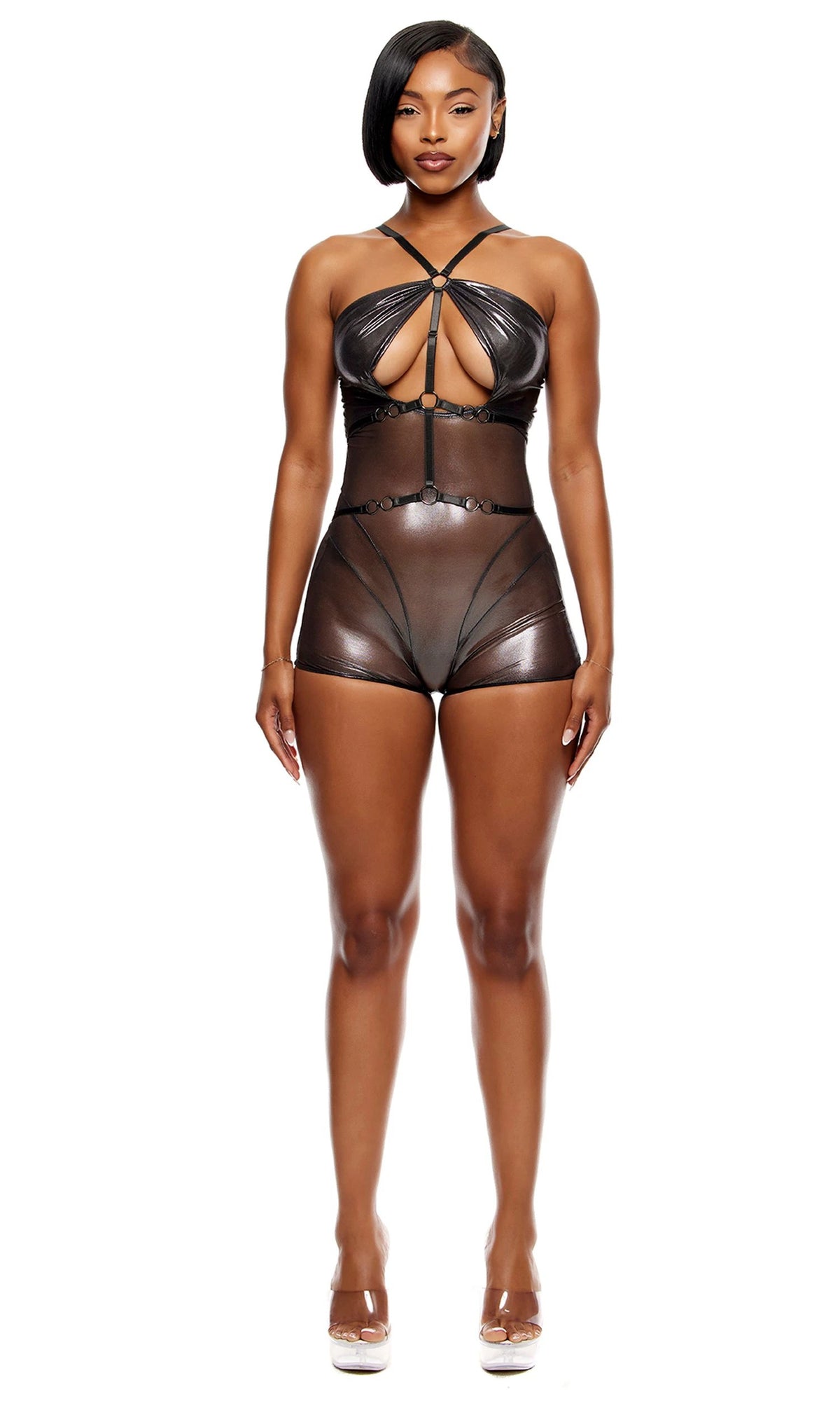 Liquid Metal Metallic Mesh Romper by Forplay