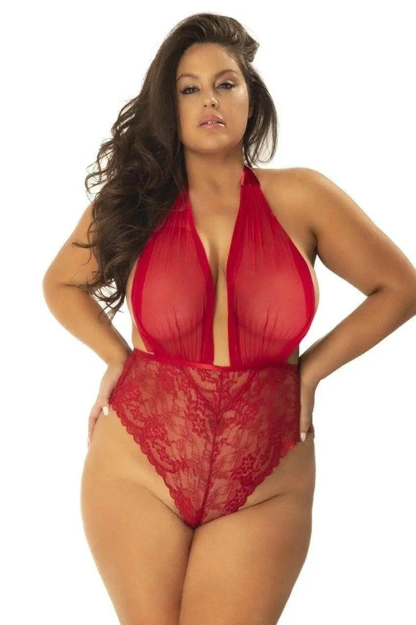 Aria Mesh Plunge Halter Teddy by Oh La La Cheri