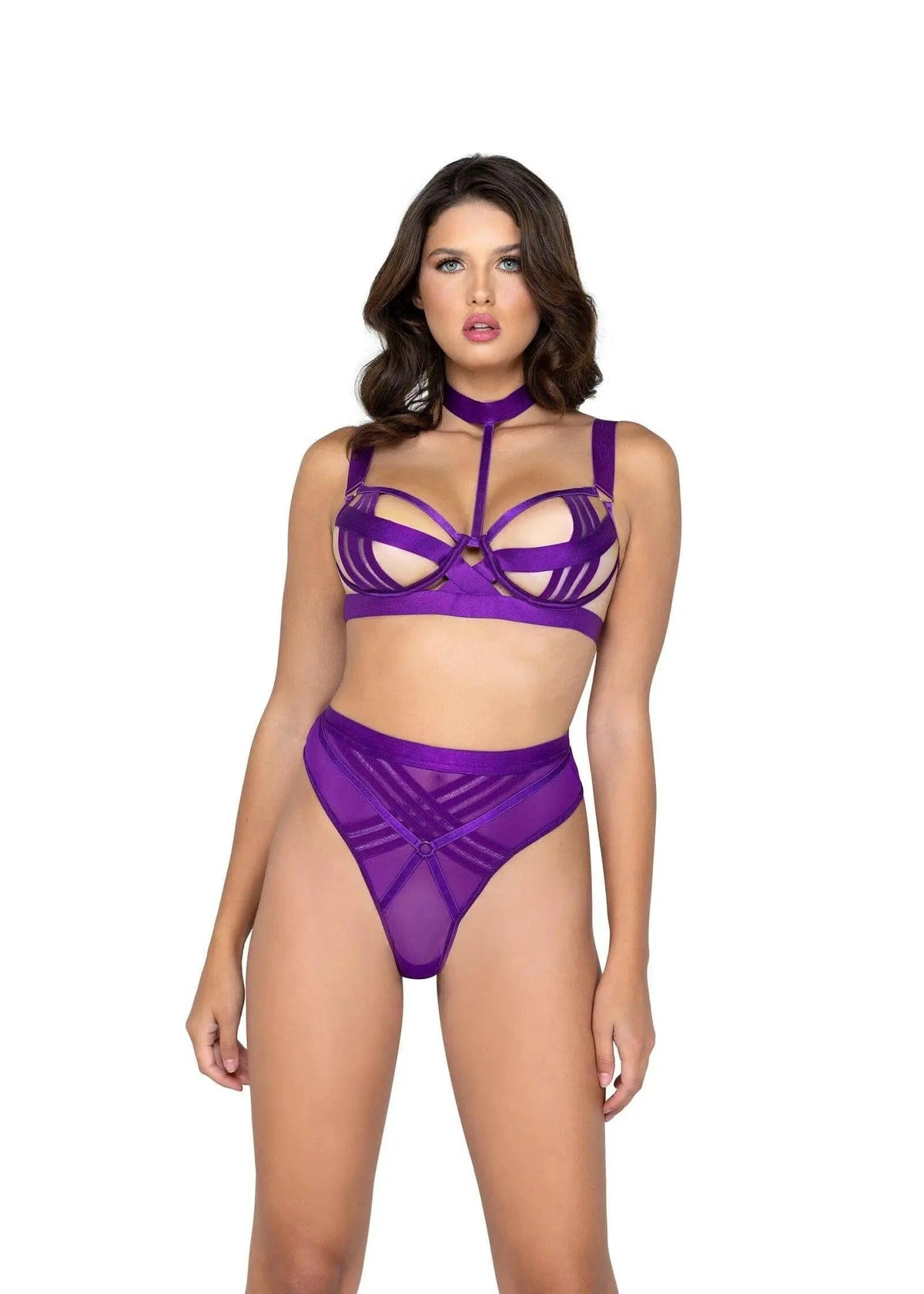 Bondage Stripe 2 Piece Choker Set by Roma Confidential