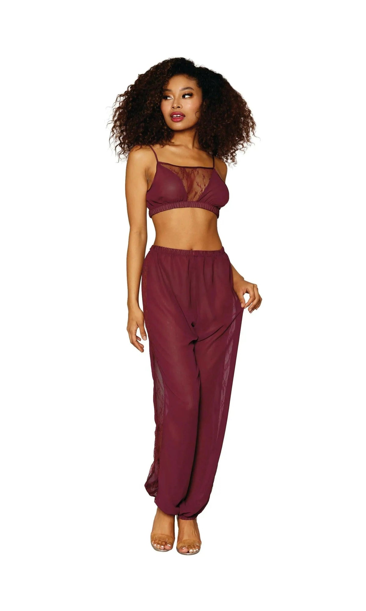 Chiffon and Lace Pajama Set by Dreamgirl