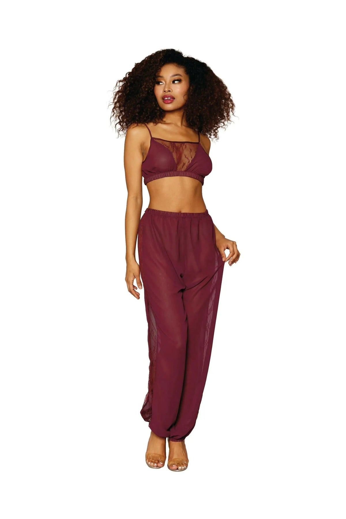 Chiffon and Lace Pajama Set by Dreamgirl