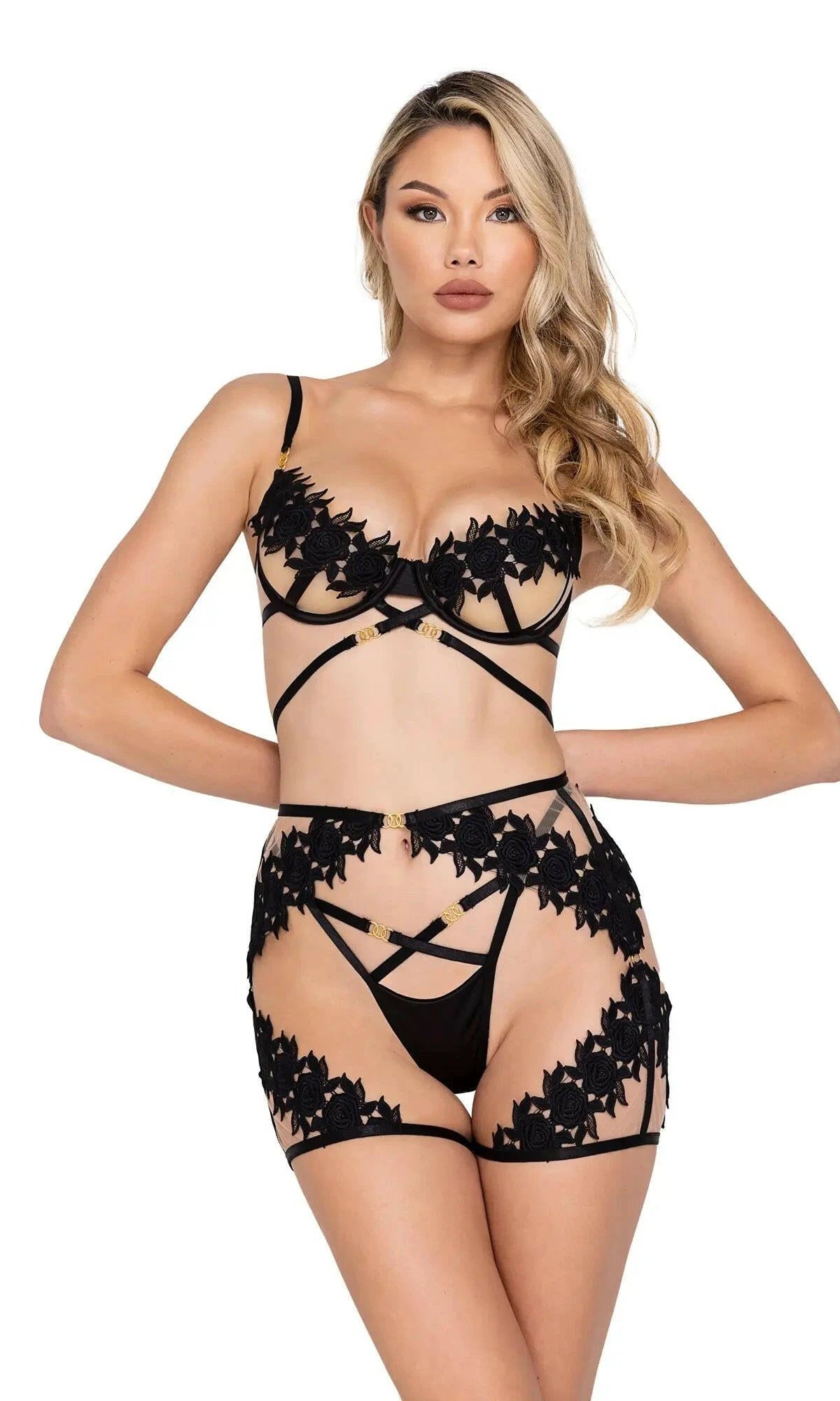 Ebony Rose 3-Piece Chaps Set by Roma Confidential