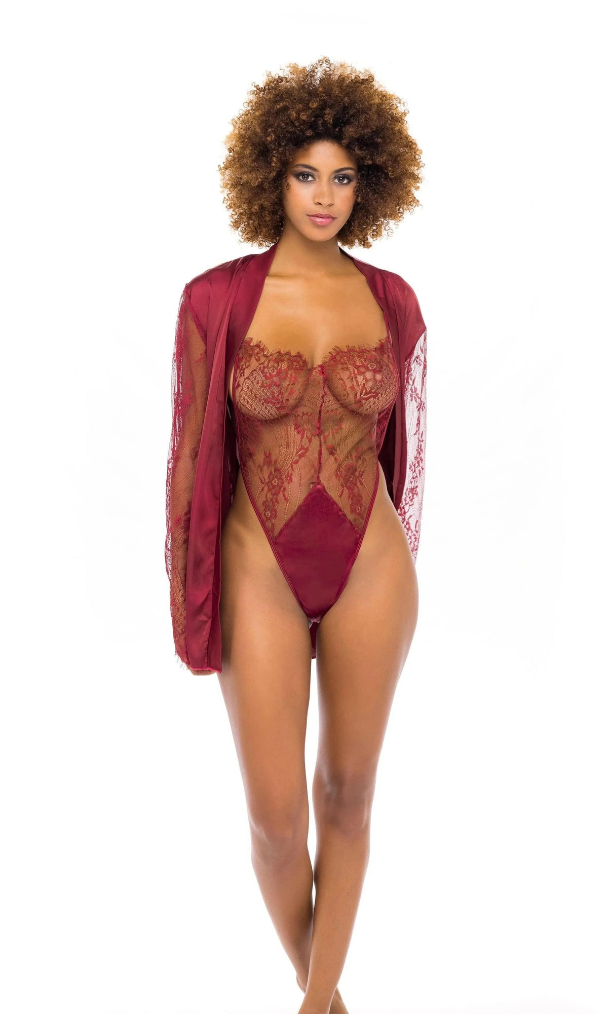 Elishia Satin Robe & Teddy Set by Oh La La Cheri