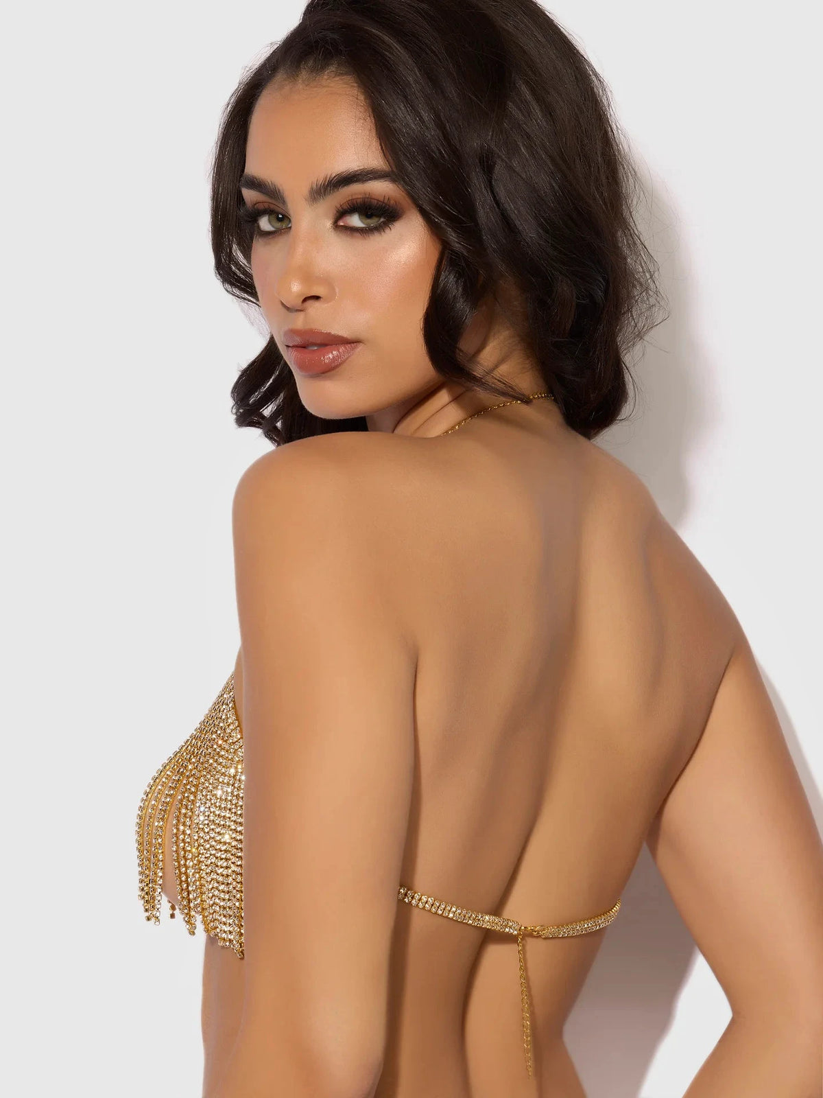 Rhinestone Dangle V-neck Bra by House of Desire