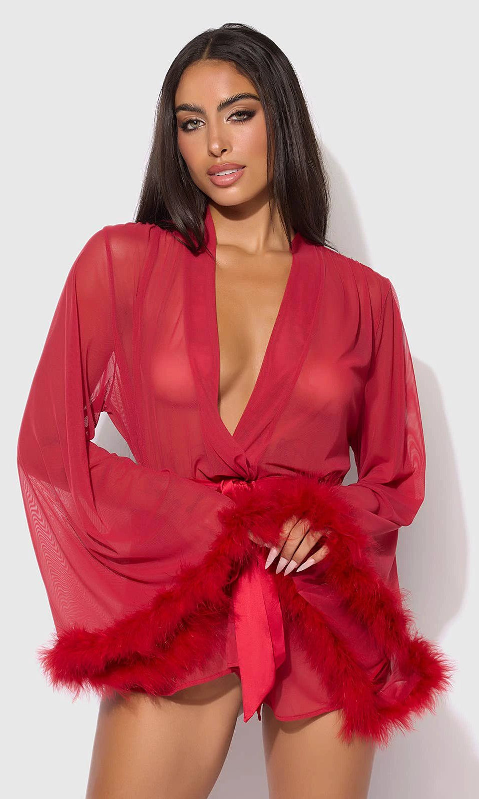 Marilyn Marabou & Mesh Short Robe by House of Desire