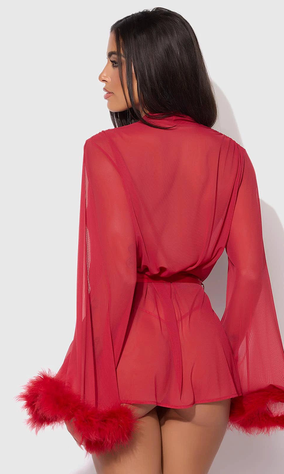 Marilyn Marabou & Mesh Short Robe by House of Desire