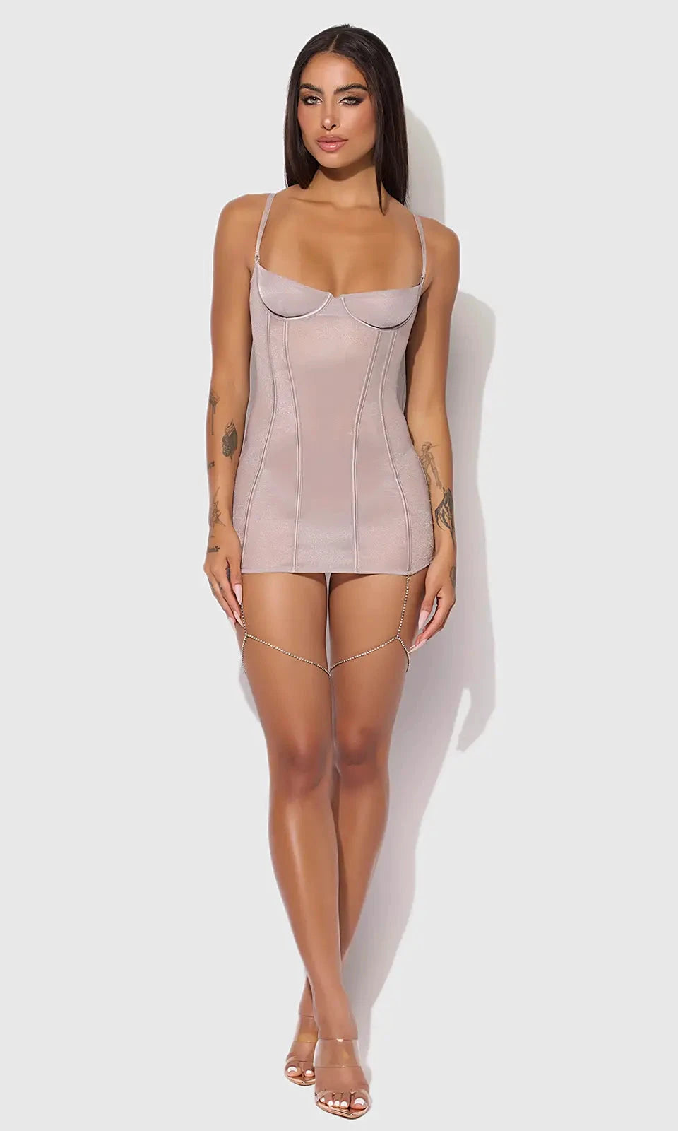 Presley Shine Mesh & Rhinestone Chemise & G-String Set by House of Desire