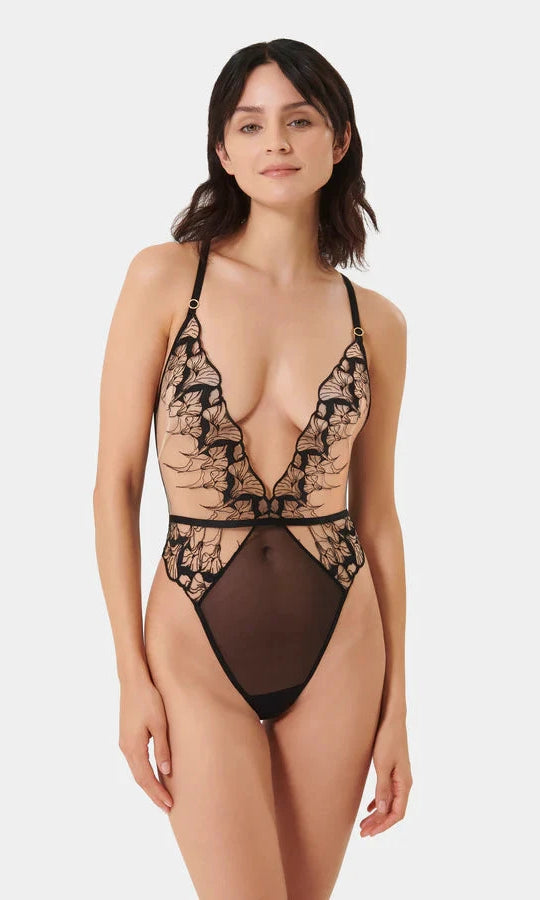 Kalmia Embroidered Sheer Bodysuit by Bluebella