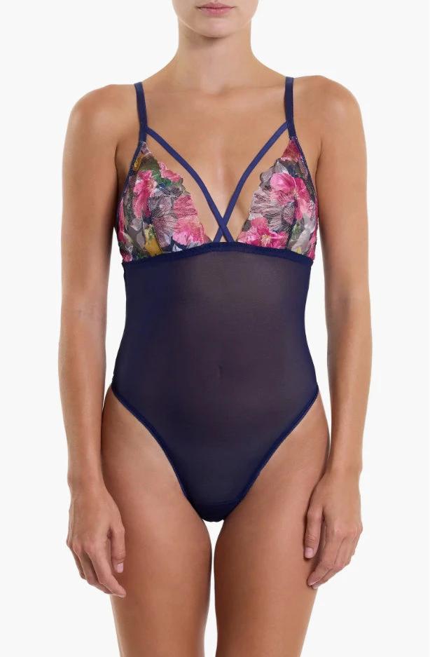 Wildly Blooming Strappy Bodysuit by Hanky Panky