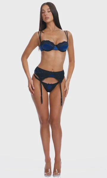 Laced In Satin Bra & Garter Belt Lingerie Set by Forplay