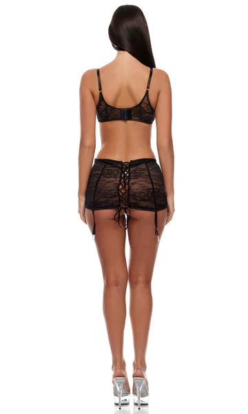 Layer of Seduction Layered Lace Bra & Garter Skirt Set by Forplay