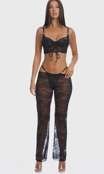 Layer of Seduction Layered Lace Longline Bra & Pants Set by Forplay