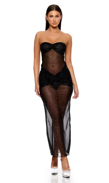 Private Party Foil Dot Mesh Nightgown & Thong Set by Forplay