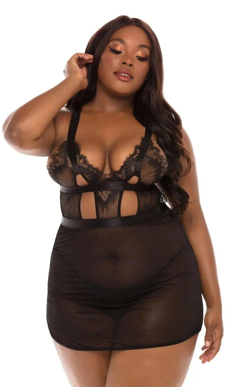 Janet Eyelash Lace and Mesh Babydoll Set by Oh La La Cheri