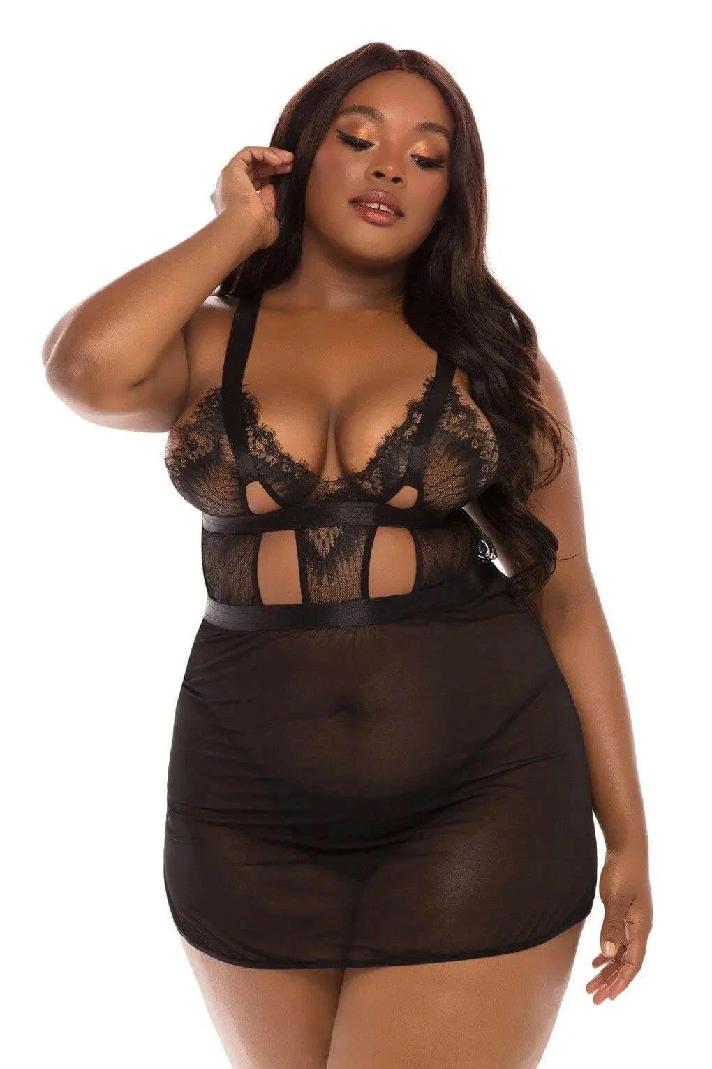 Janet Eyelash Lace and Mesh Babydoll Set by Oh La La Cheri