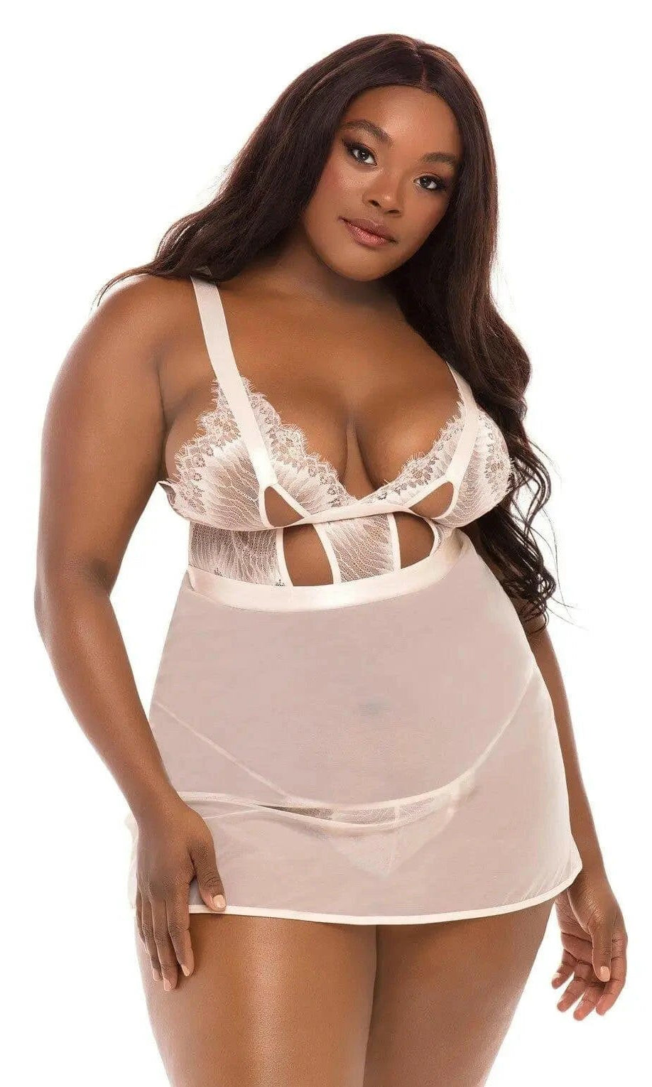 Janet Eyelash Lace and Mesh Babydoll Set by Oh La La Cheri