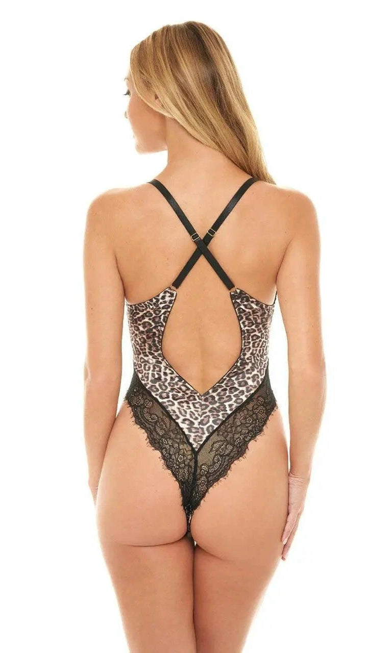 Jolene Leopard Print Satin Teddy by Oh La La Cheri