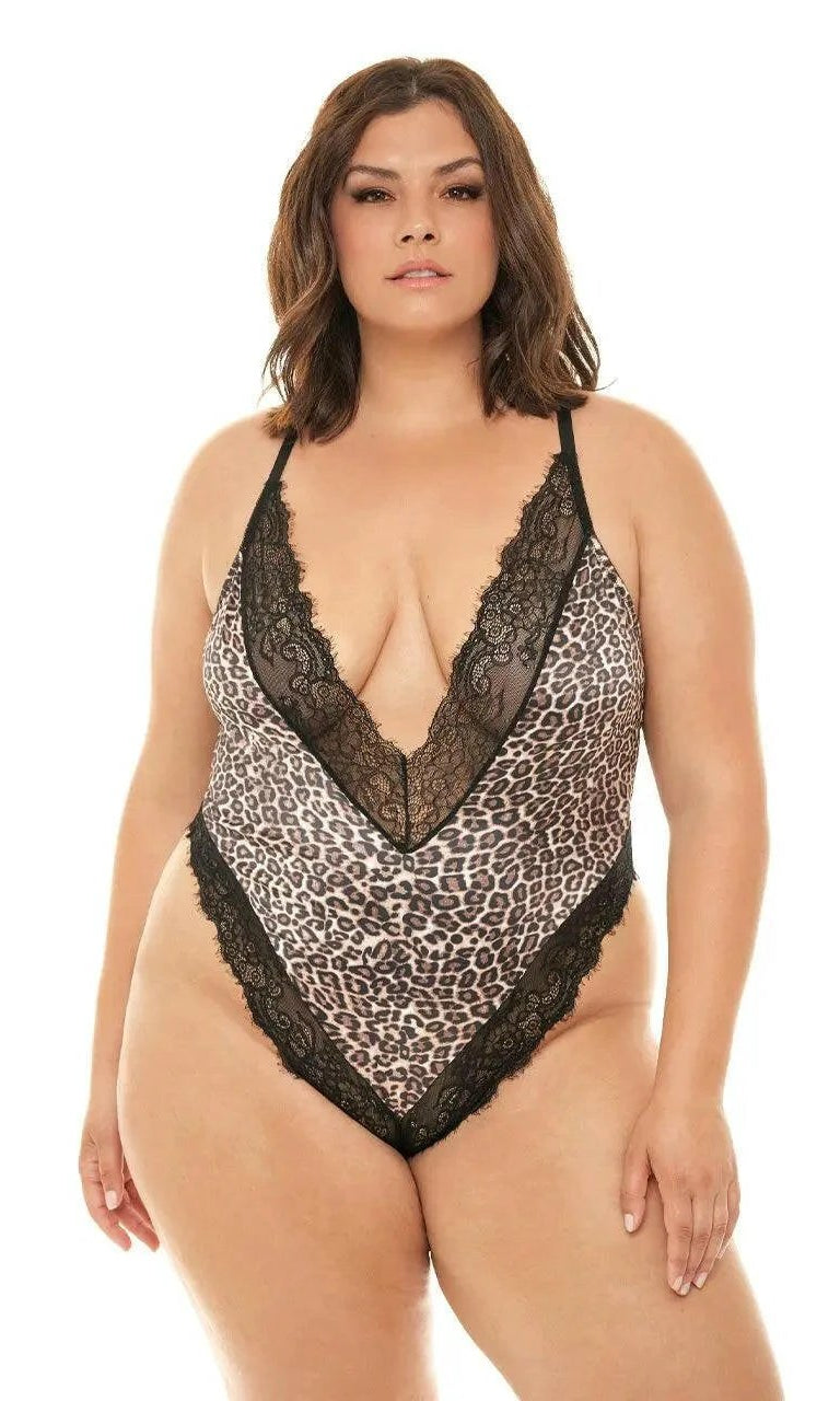 Jolene Leopard Print Satin Teddy by Oh La La Cheri