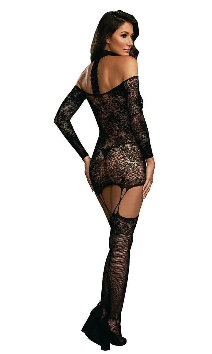 Lace Patterned Garter Slip Dress by Dreamgirl