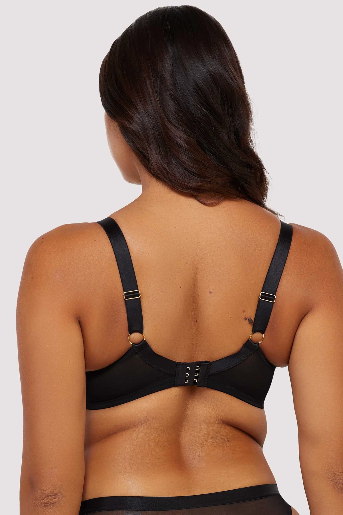 Eleanor Black Strappy Embroidery Balconette Bra by Playful Promises