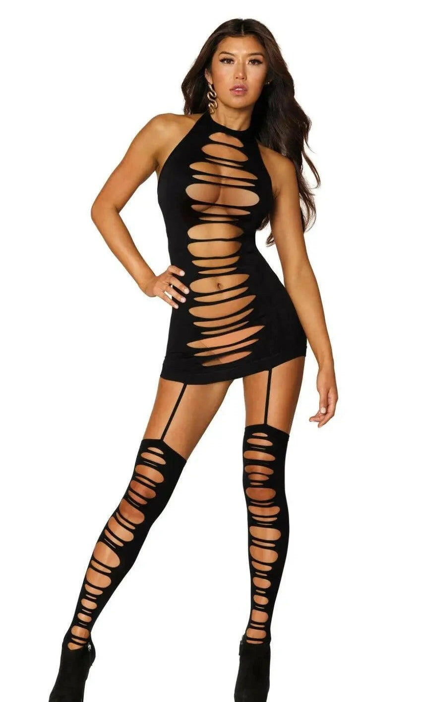 Slashed Opaque Bodystocking by Dreamgirl