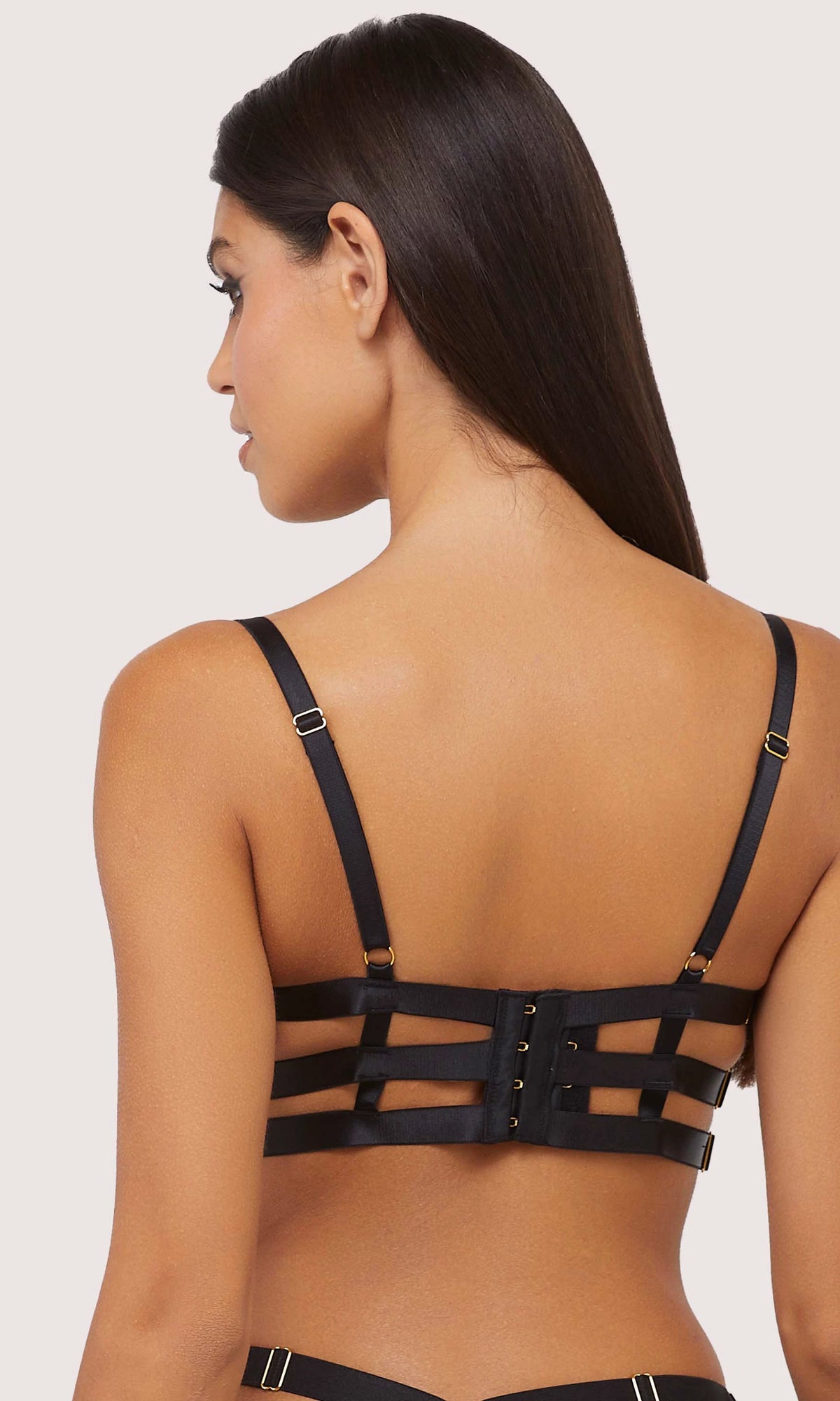 Aisha Black Optical Embroidery Ring Bra by Wolf & Whistle