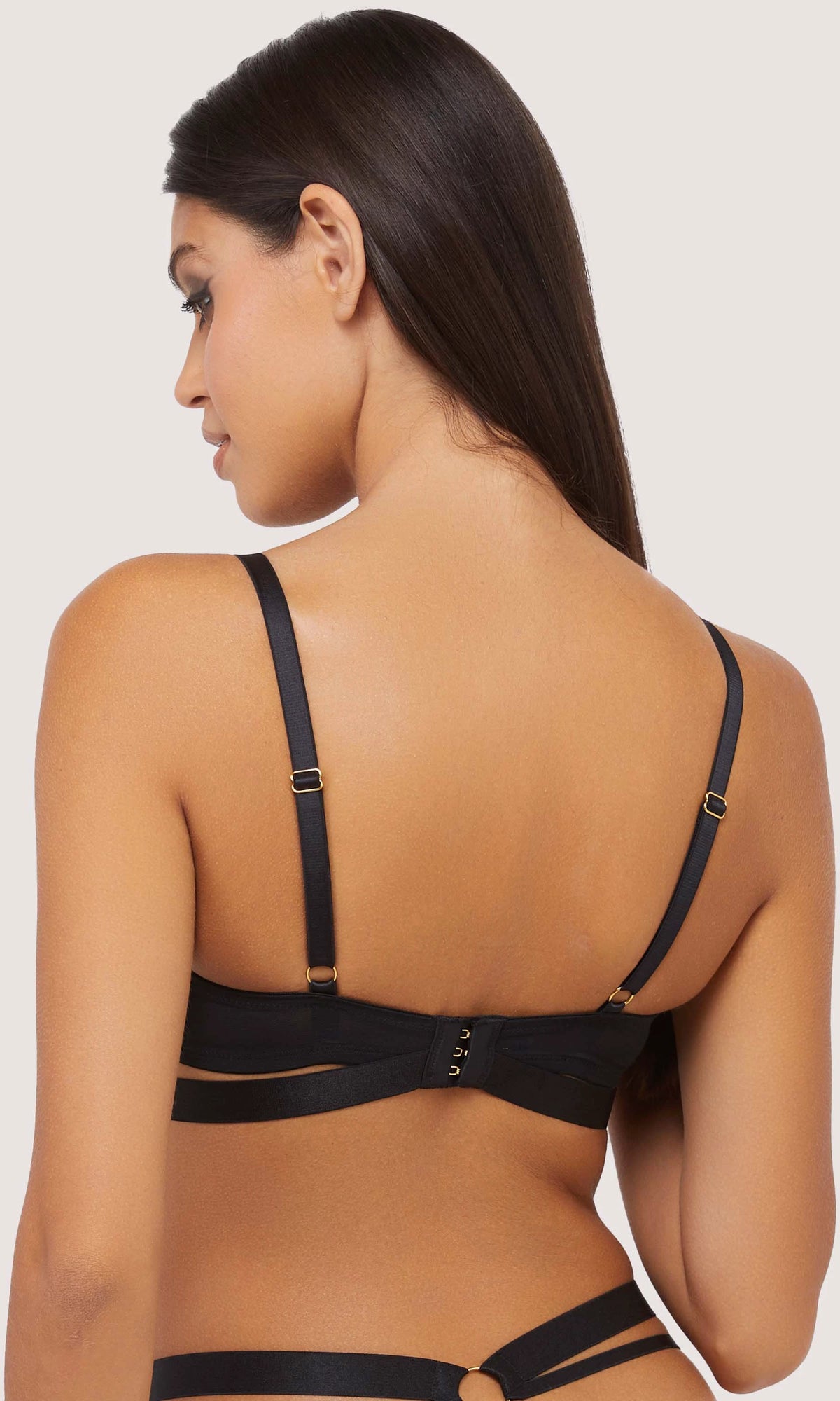 Alexa Black Mesh Overlay Thick Strap Bra by Wolf & Whistle