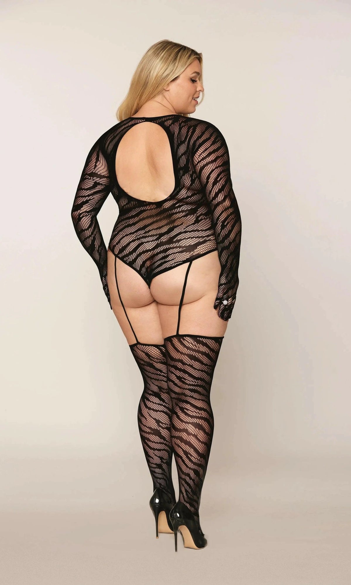 Zebra Fishnet Teddy Bodystocking by Dreamgirl