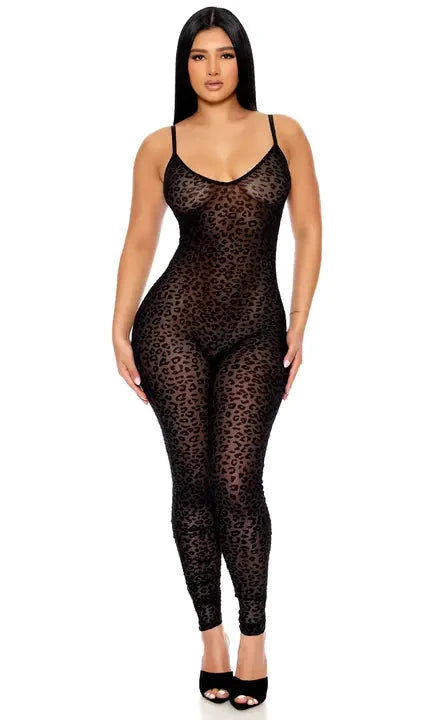 That's the Spot Sleeveless Leopard Jumpsuit by Forplay
