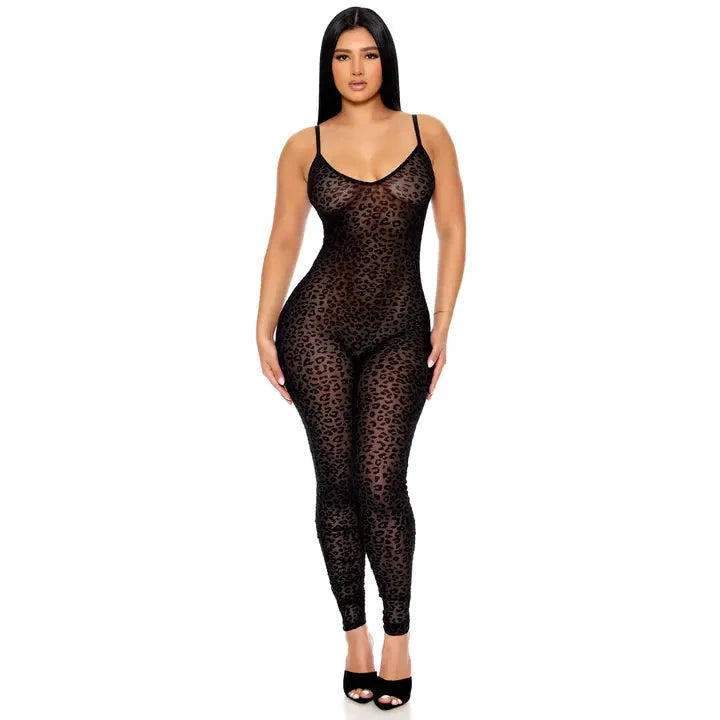 That's the Spot Sleeveless Leopard Jumpsuit by Forplay