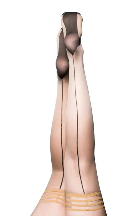Ruby Nude Sheer Black Back Seam Stockings by Kix'ies