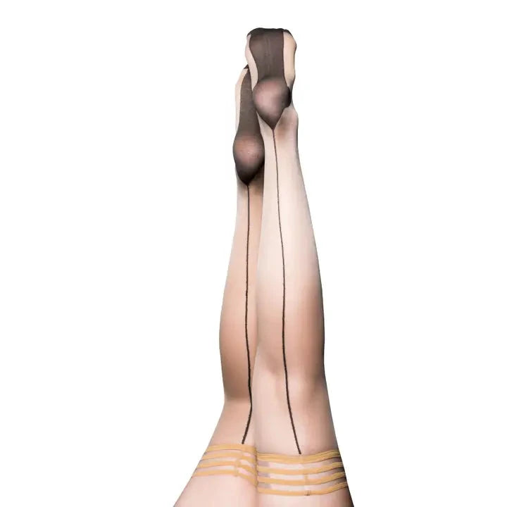 Ruby Nude Sheer Black Back Seam Stockings by Kix'ies