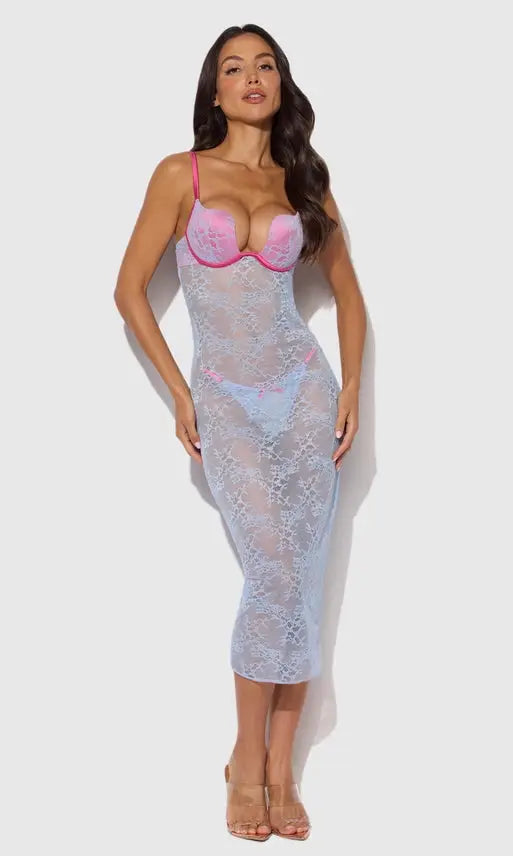 Yvone Lace Plunge Push Up Gown by Sophisticated Stature