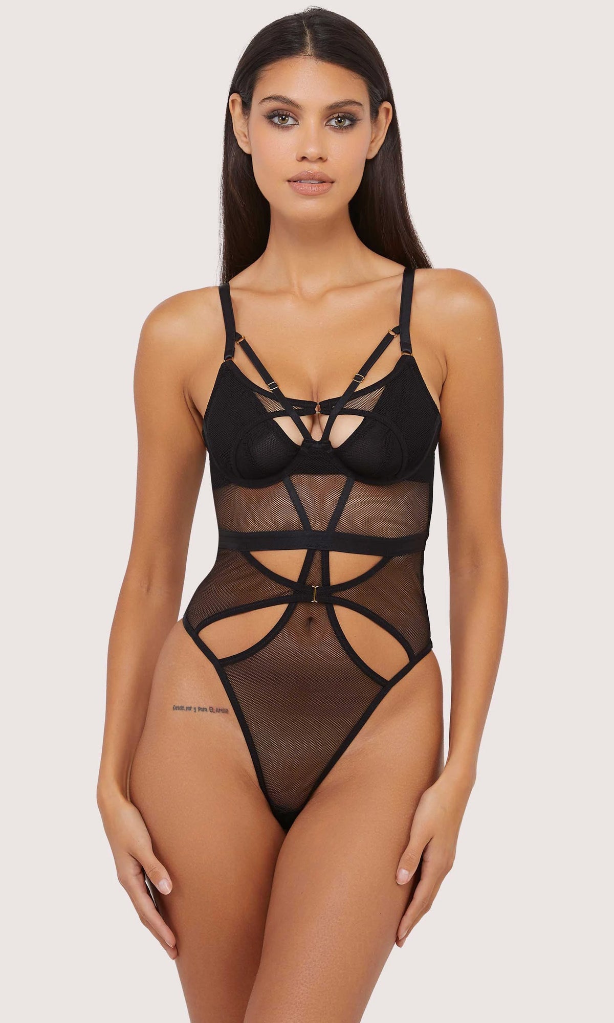 Erin Black Micro Fishnet Body by Wolf & Whistle