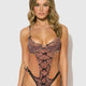 Alia Leopard Mesh Crotchless Teddy by House of Desire