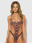 Alia Leopard Mesh Crotchless Teddy by House of Desire