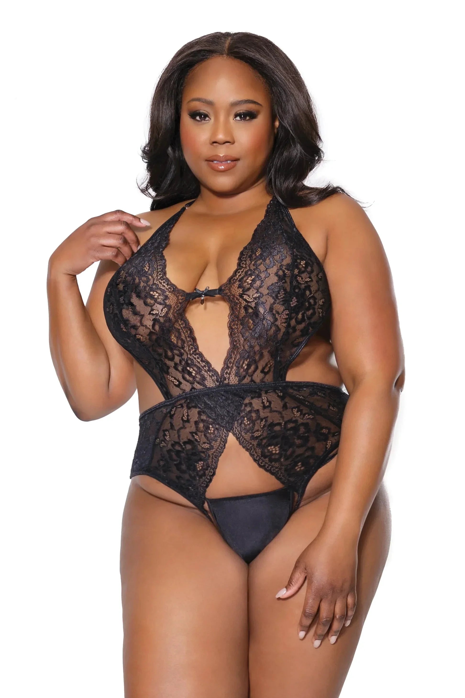 Evening Rendezvous Crotchless Teddy by Coquette