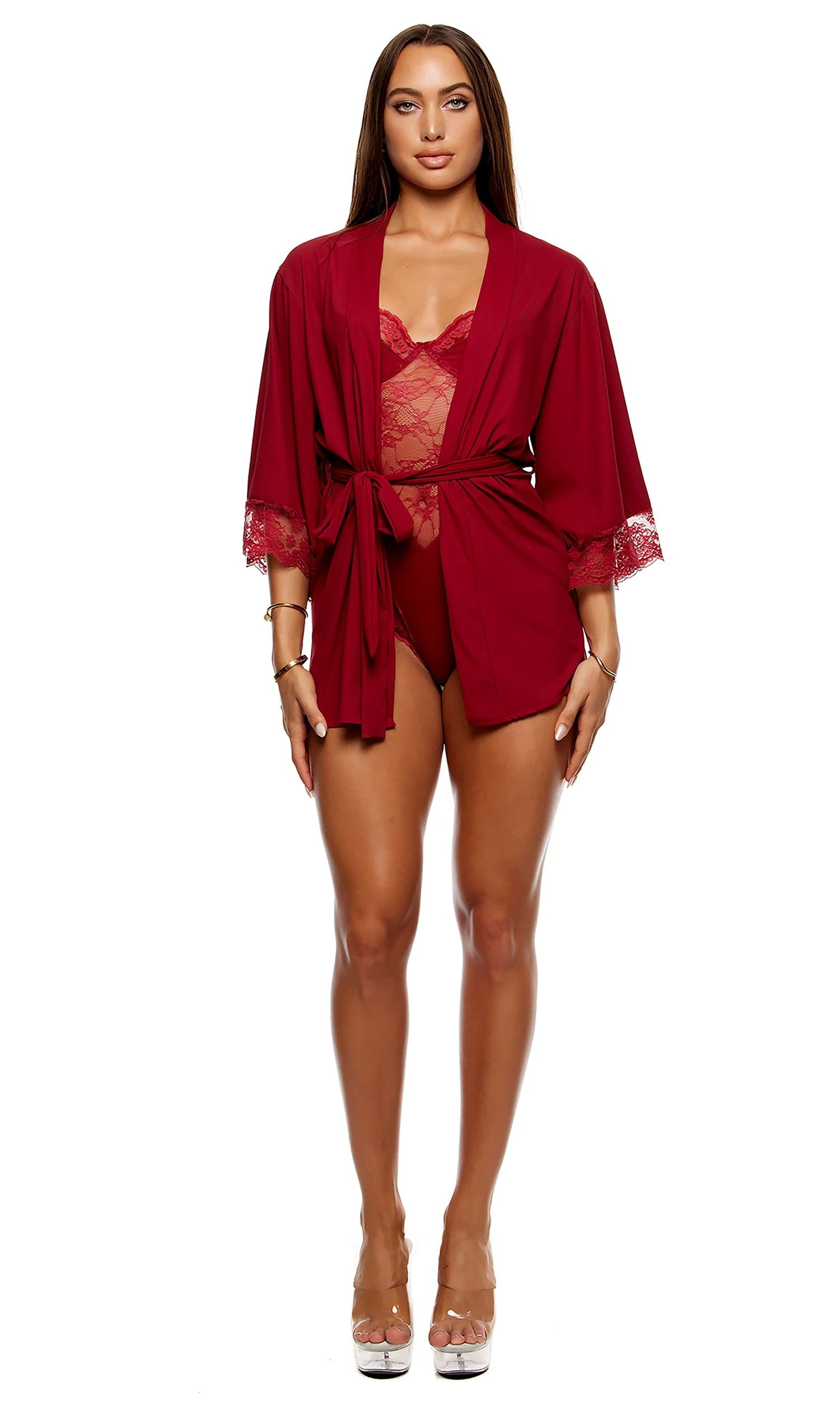 Self Care Ribbed Lace Robe by Forplay