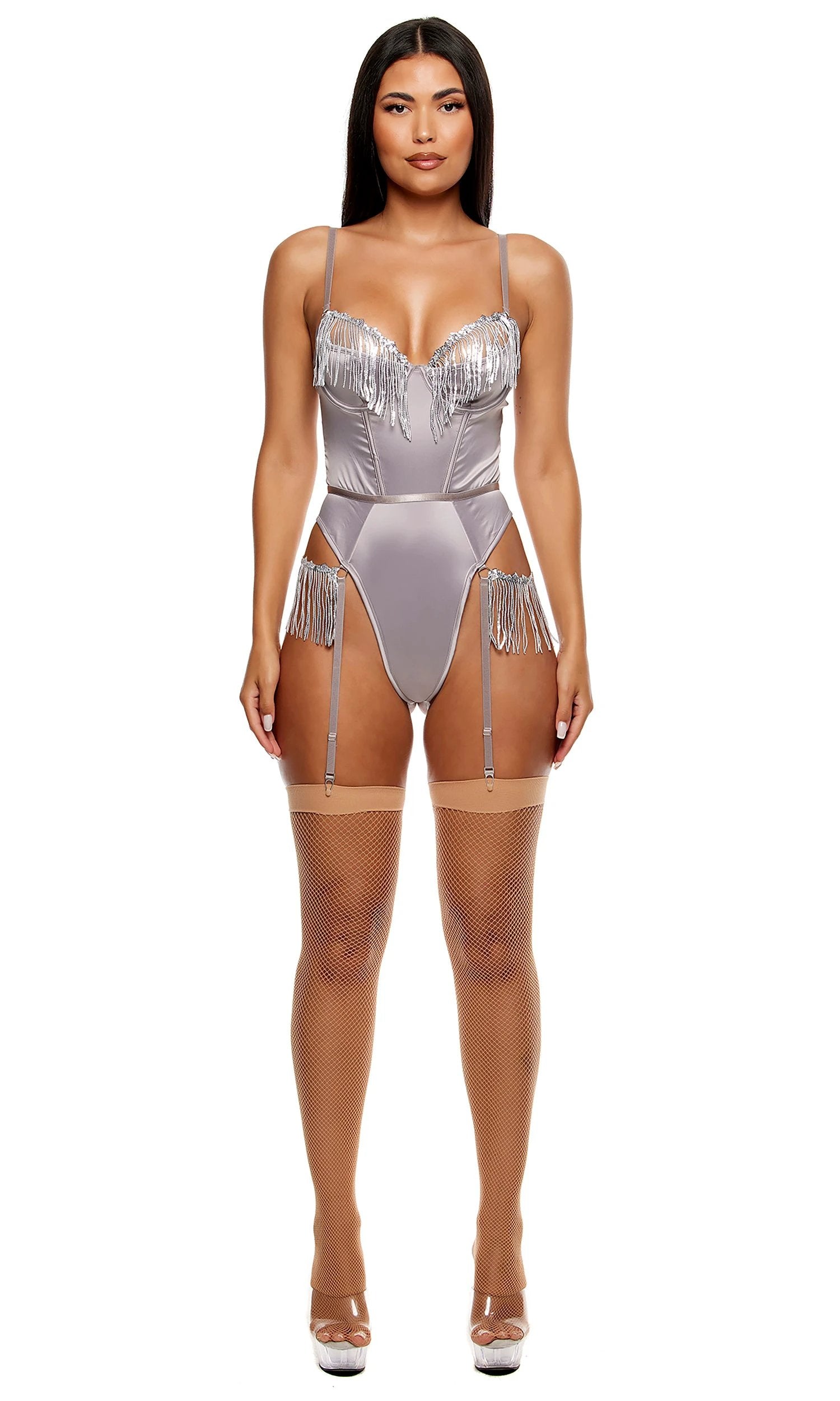 Peep Show Sequin Fringe Teddy by Forplay