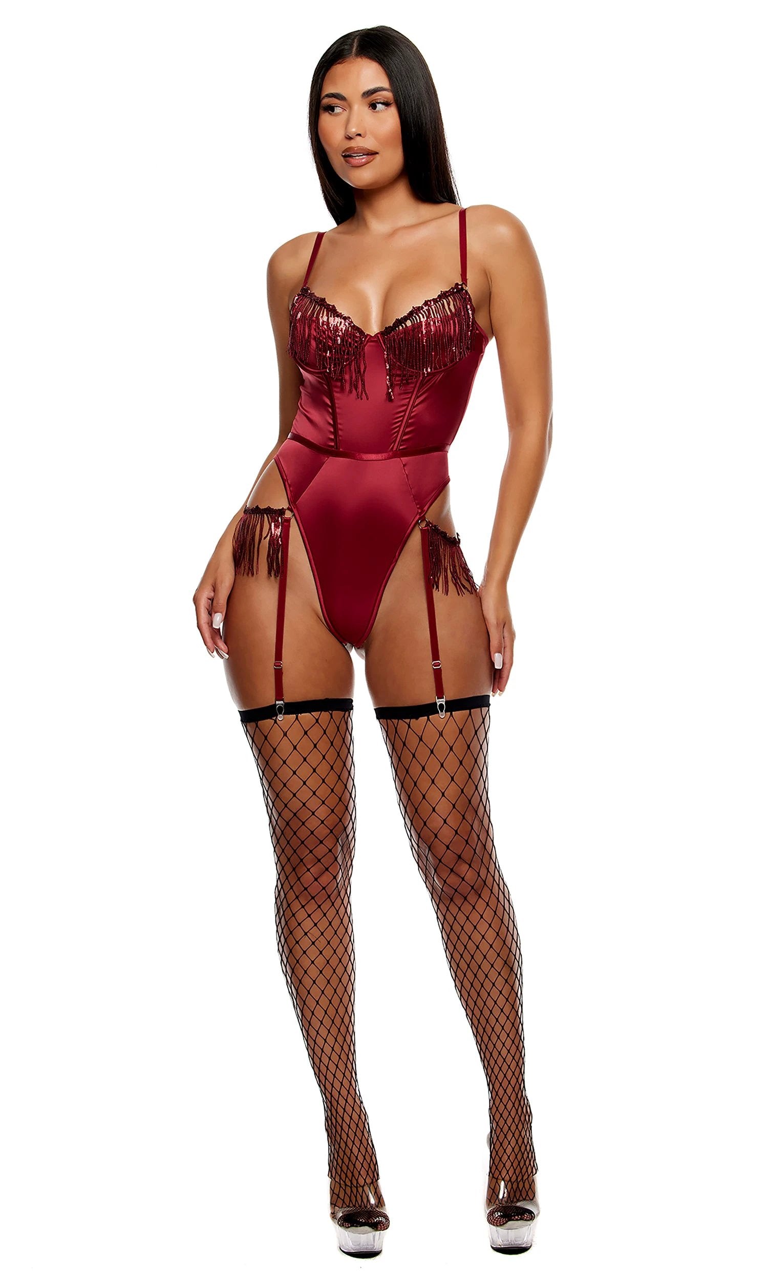 Peep Show Sequin Fringe Teddy by Forplay