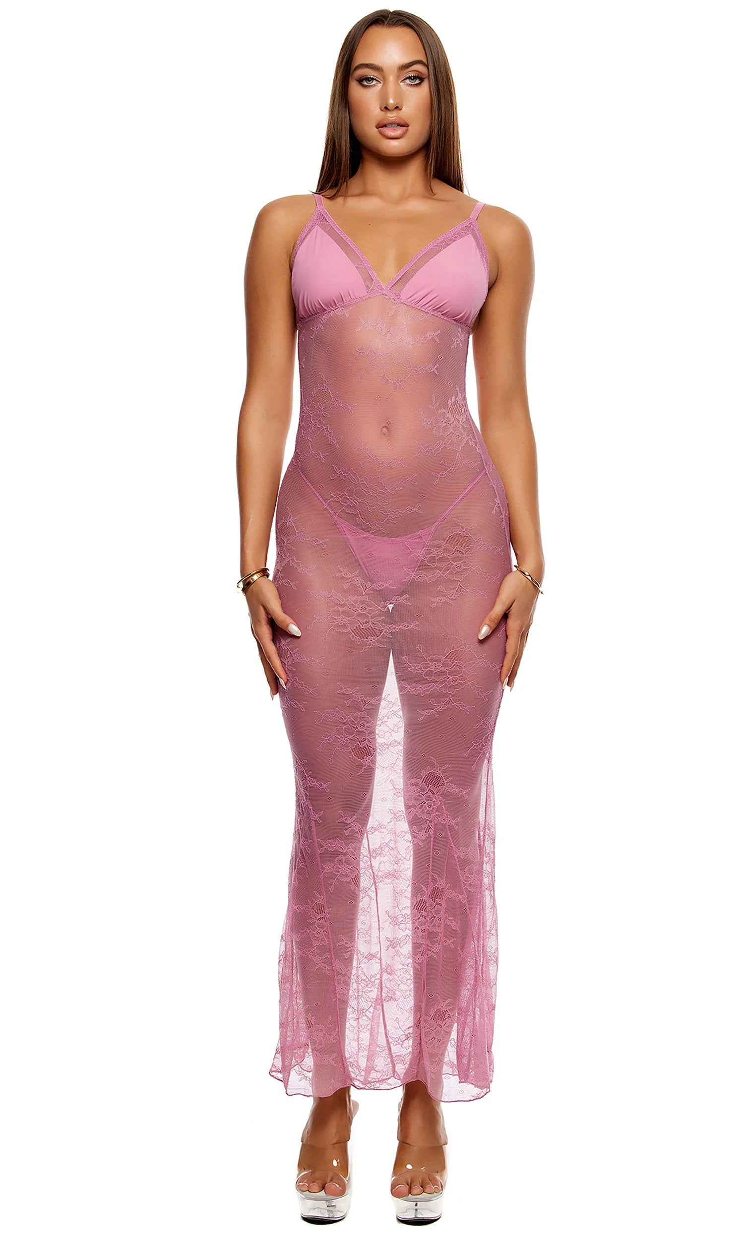 Take It Easy Lounge Lace Nightgown Set by Forplay
