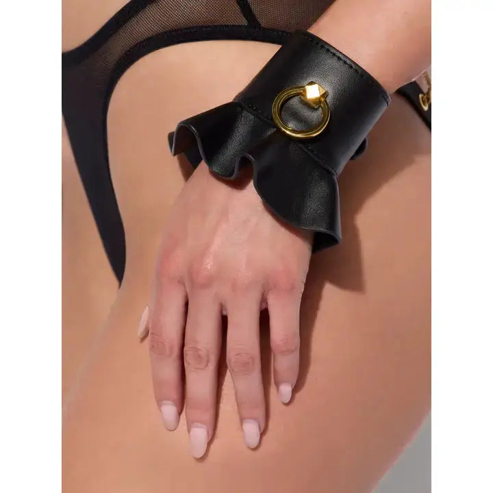 Bondage Leather-Like Handcuffs & Clamps by House of Desire