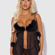 Marilyn Feather & Mesh Babydoll & G-String Set by House of Desire