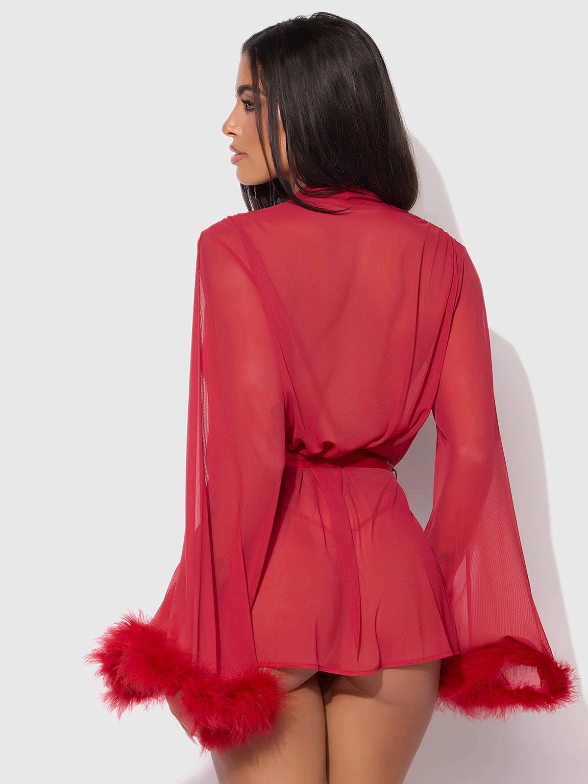 Marilyn Marabou & Mesh Short Robe by House of Desire