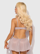 Presley Shine Mesh & Rhinestone Babydoll & G-String Set by House of Desire